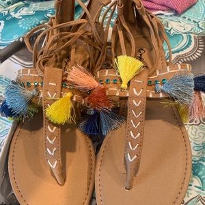 Qupid Lace Up Sandals